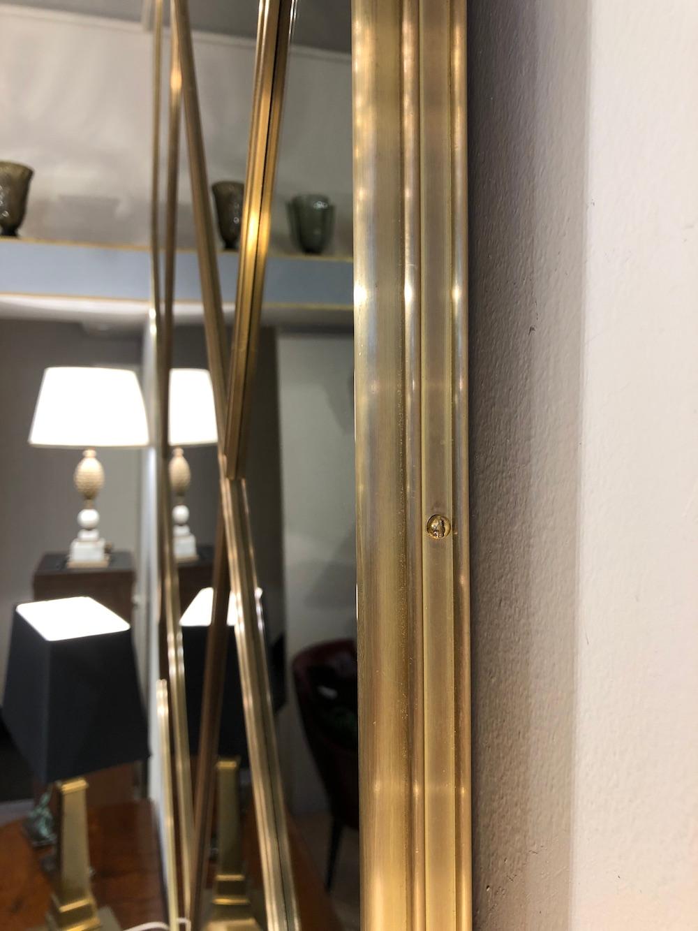 Art Deco Octagonal Brass Frame Window Look Smoked Glass Customizable Mirror