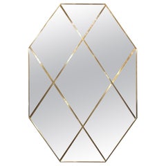 Octagonal Brass Frame Window Look Smoked Glass Customizable Mirror