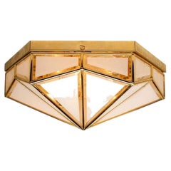 Lampada ottagonale in vetro d'ottone, Glashütte Limburg, anni '70