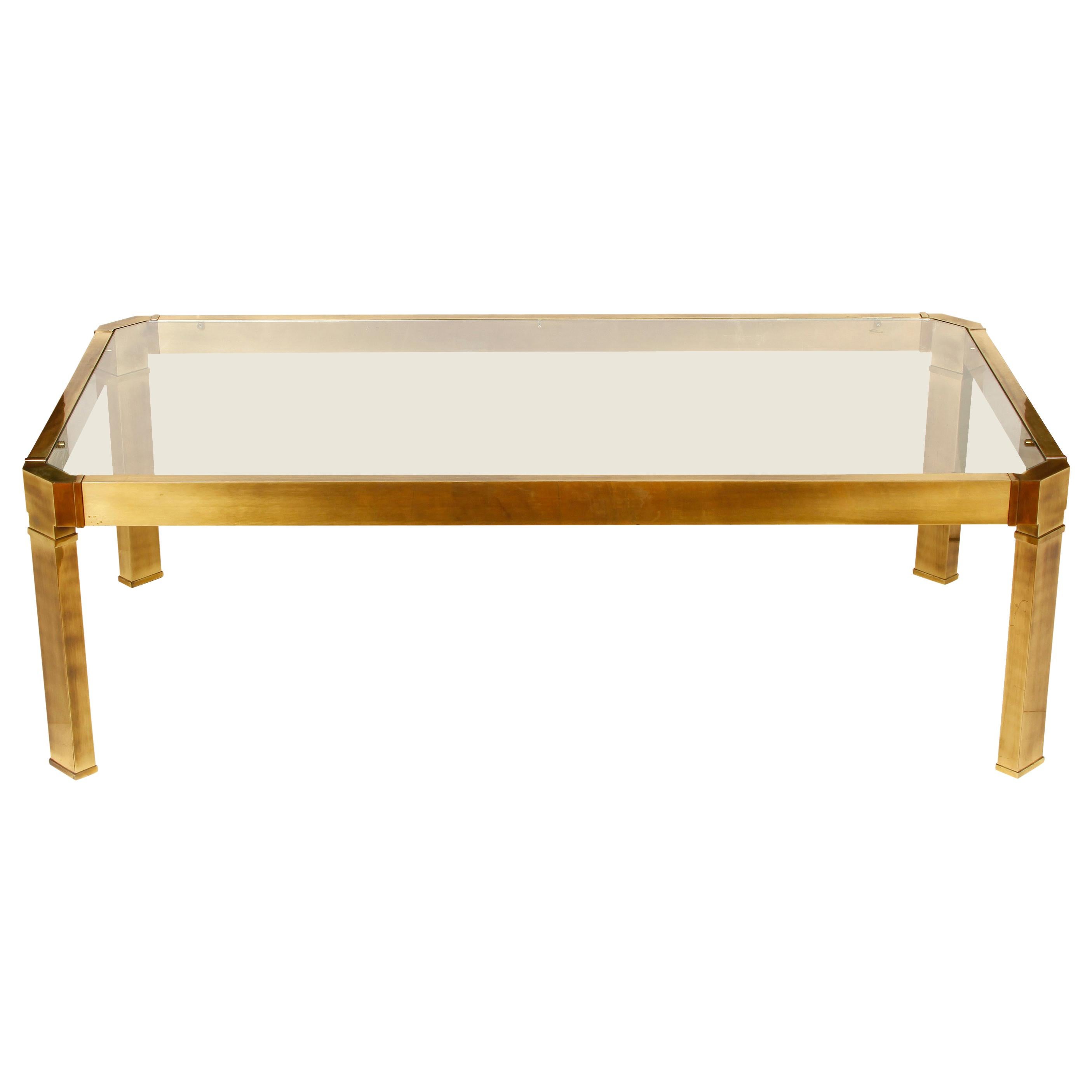 LargeScale Round Brass and Mirror Coffee Table by Mastercraft at 1stDibs