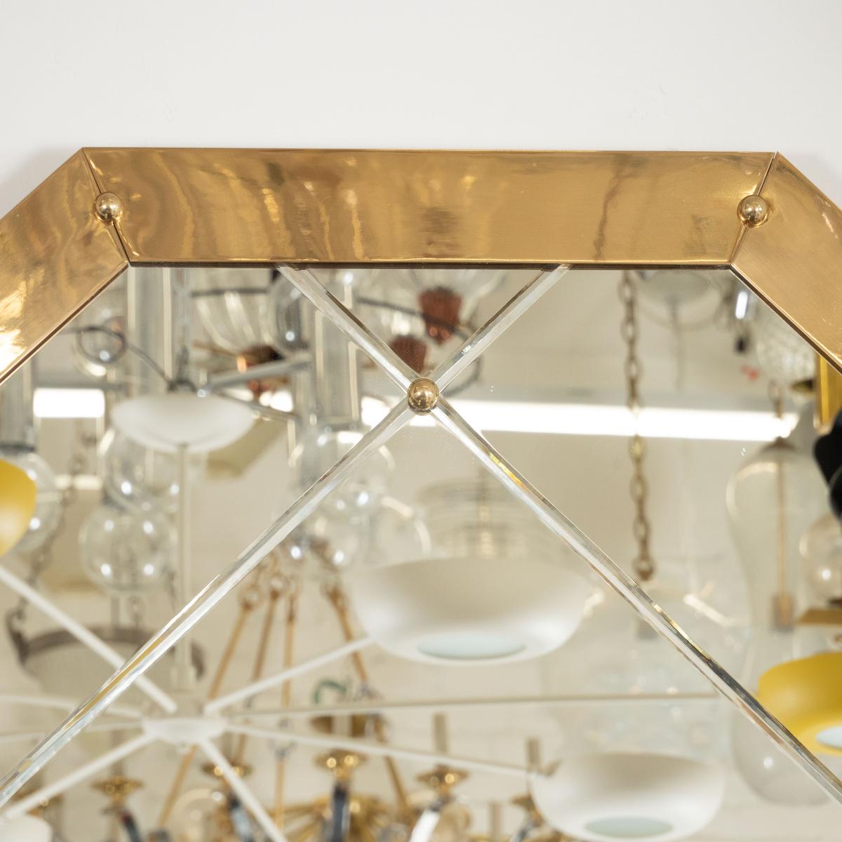 Octagonal Brass Mirror For Sale 1