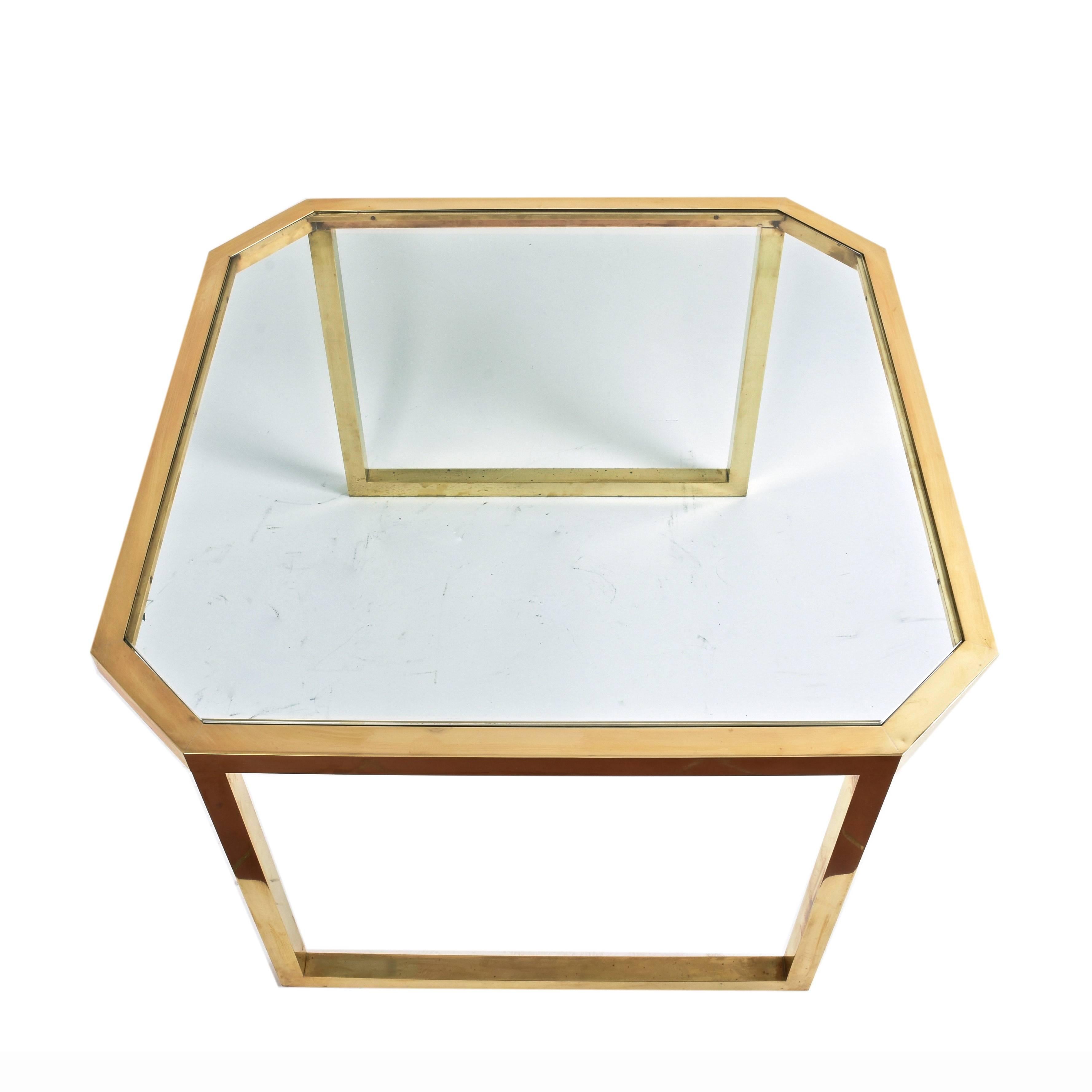 Octagonal Brass Table and Glass Top, Italy, 1970s, Mid-Century Modern 2