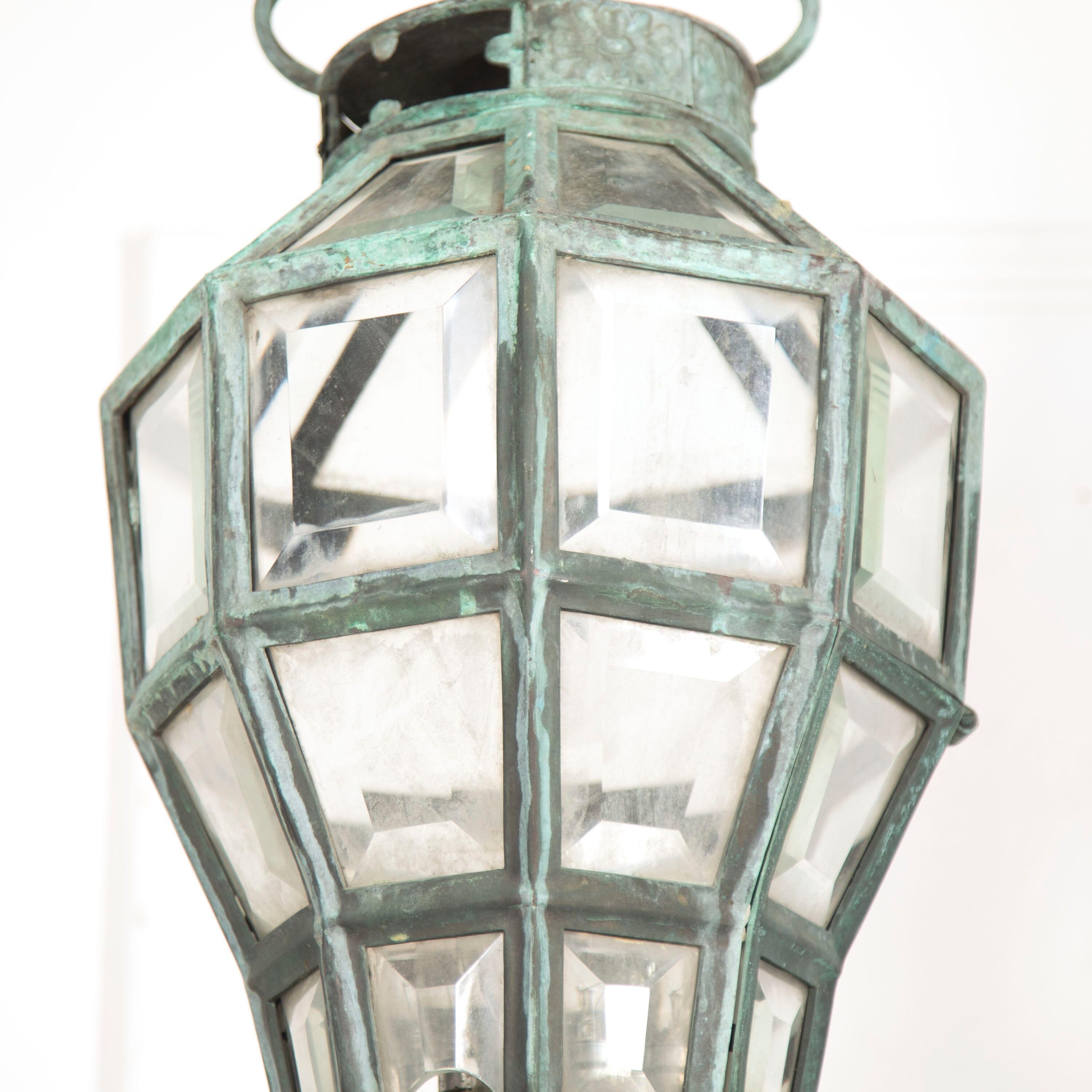 Country Octagonal Bronze Lantern For Sale