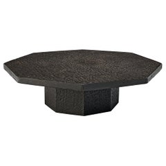 Octagonal Brutalist Coffee Table with Stone Look