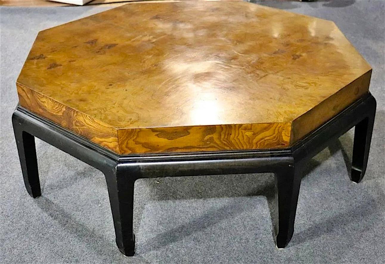 Mid-Century Modern Octagonal Burl Coffee Table For Sale