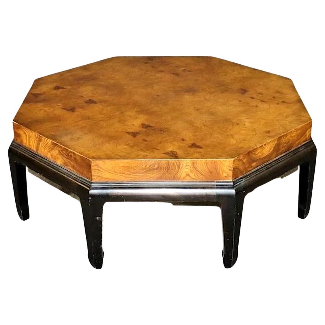 Octagonal Burl Coffee Table For Sale