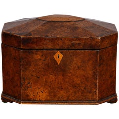 Octagonal Burl Oak Tea Caddy