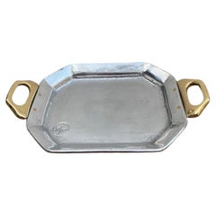 Octagonal Card Tray E006 Silver and Gold Desk Tray Handmade in Spain