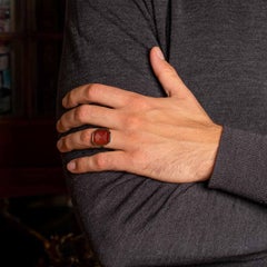 Octagonal Carnelian Intaglio 18 Carat Gold Ring