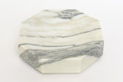 Octagonal Carrara White, Gray Marble Bowl or Tray