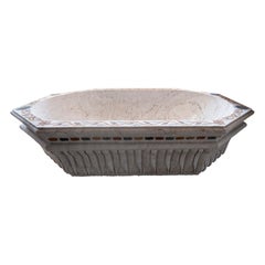 Octagonal Carved Marble Bathtub with Natural Stone Inlays