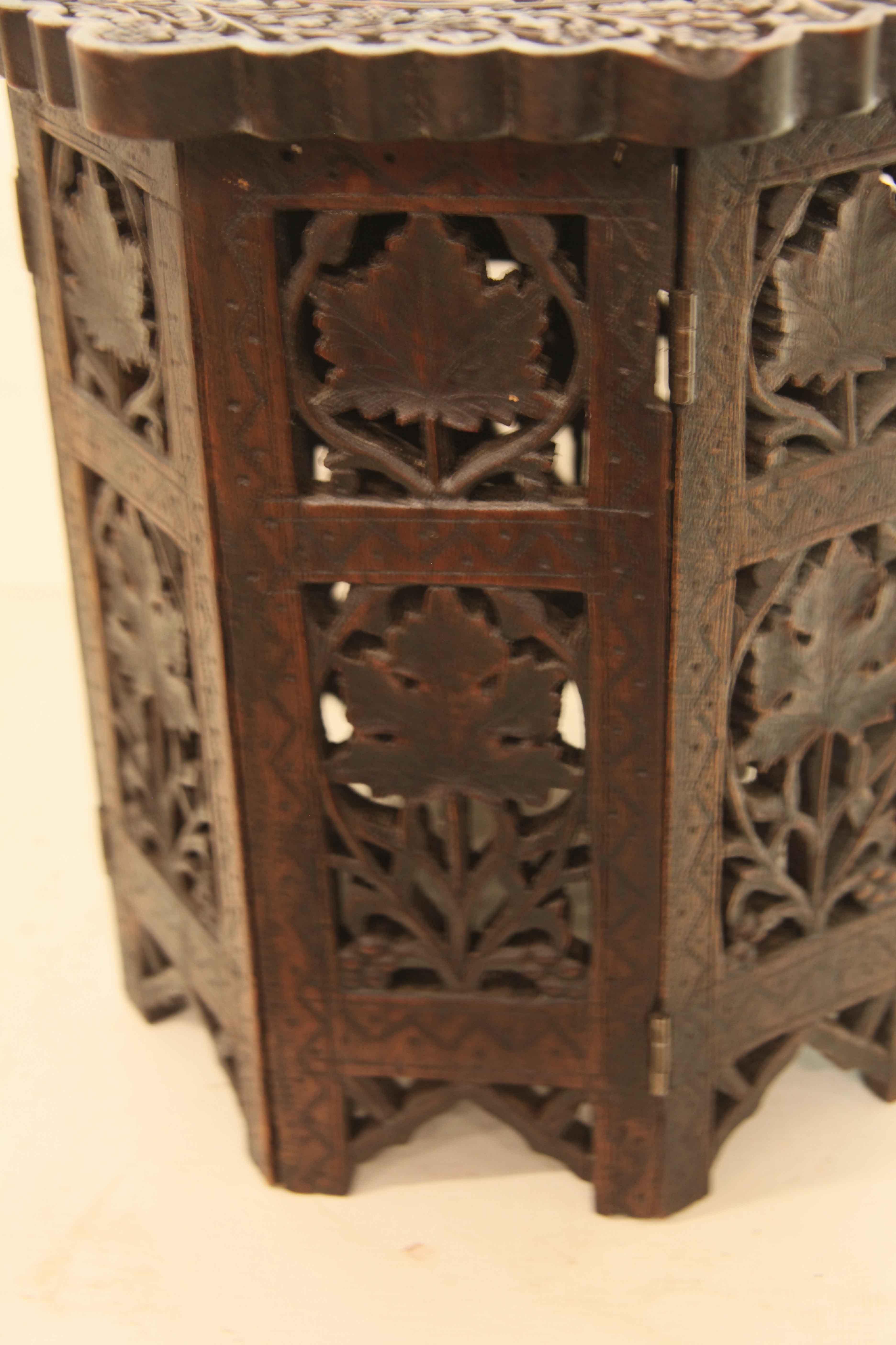Moroccan Octagonal Carved Moraccan Side Table  For Sale