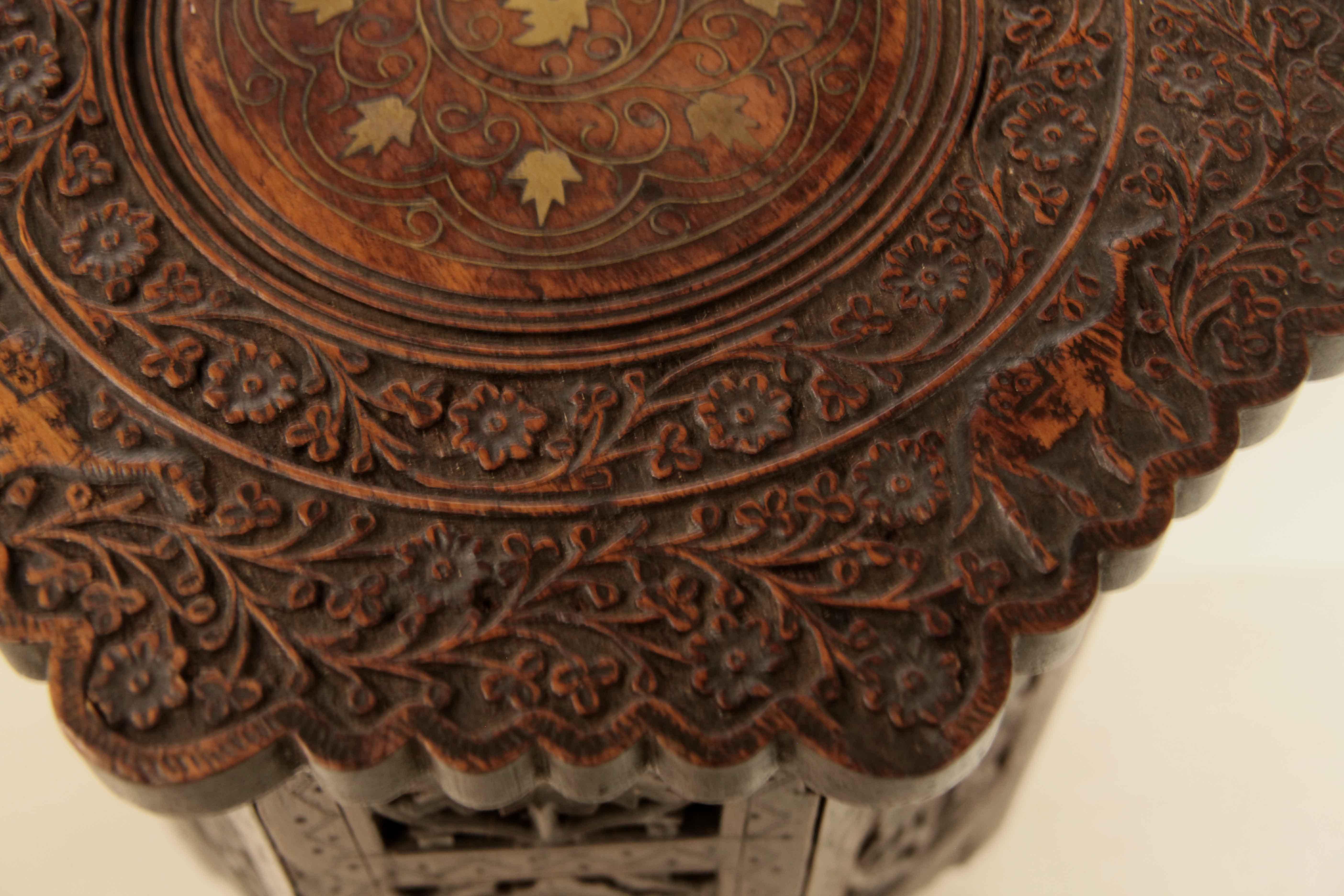 Hand-Carved Octagonal Carved Moraccan Side Table  For Sale