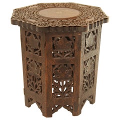 Octagonal Carved Moraccan Side Table