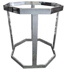 Octagonal Chrome Table Base in the Style of Milo Baughman