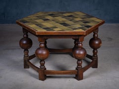 Octagonal Coffee Table in solid Oak, 1930s