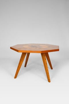 Octagonal Coffee Table with Floral Marquetry Top, Italy, circa 1950