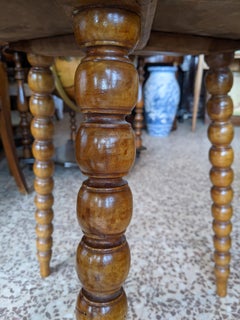 Octagonal Coffee Table with Turned Legs, Solid Walnut, Late 1800s