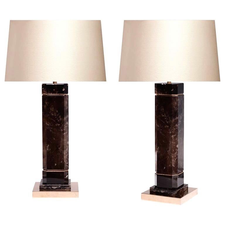 Contemporary Octagonal column Rock Crystal Lamps By Phoenix  For Sale