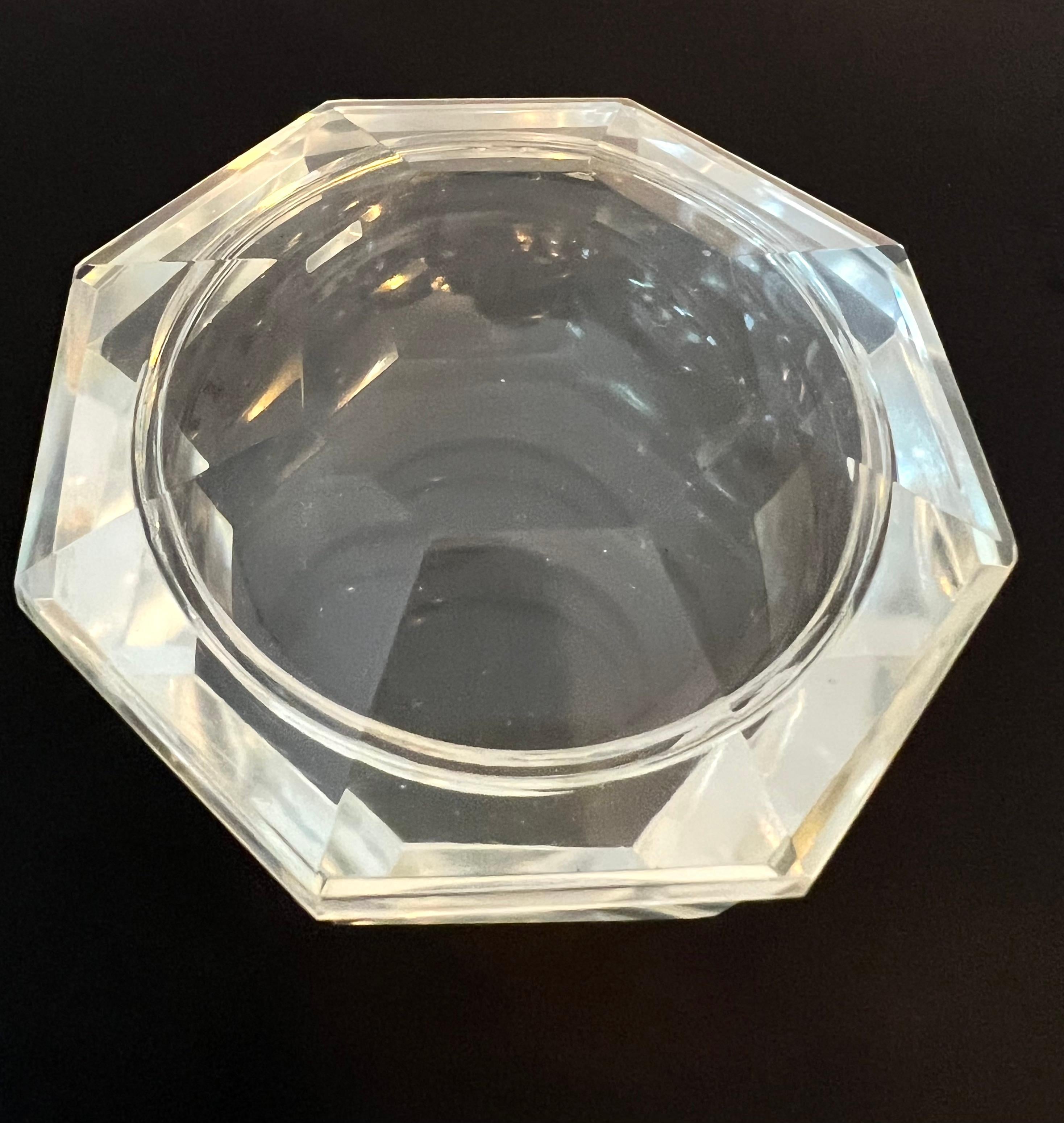 Octagonal Crystal Bowl with Lid For Sale 9