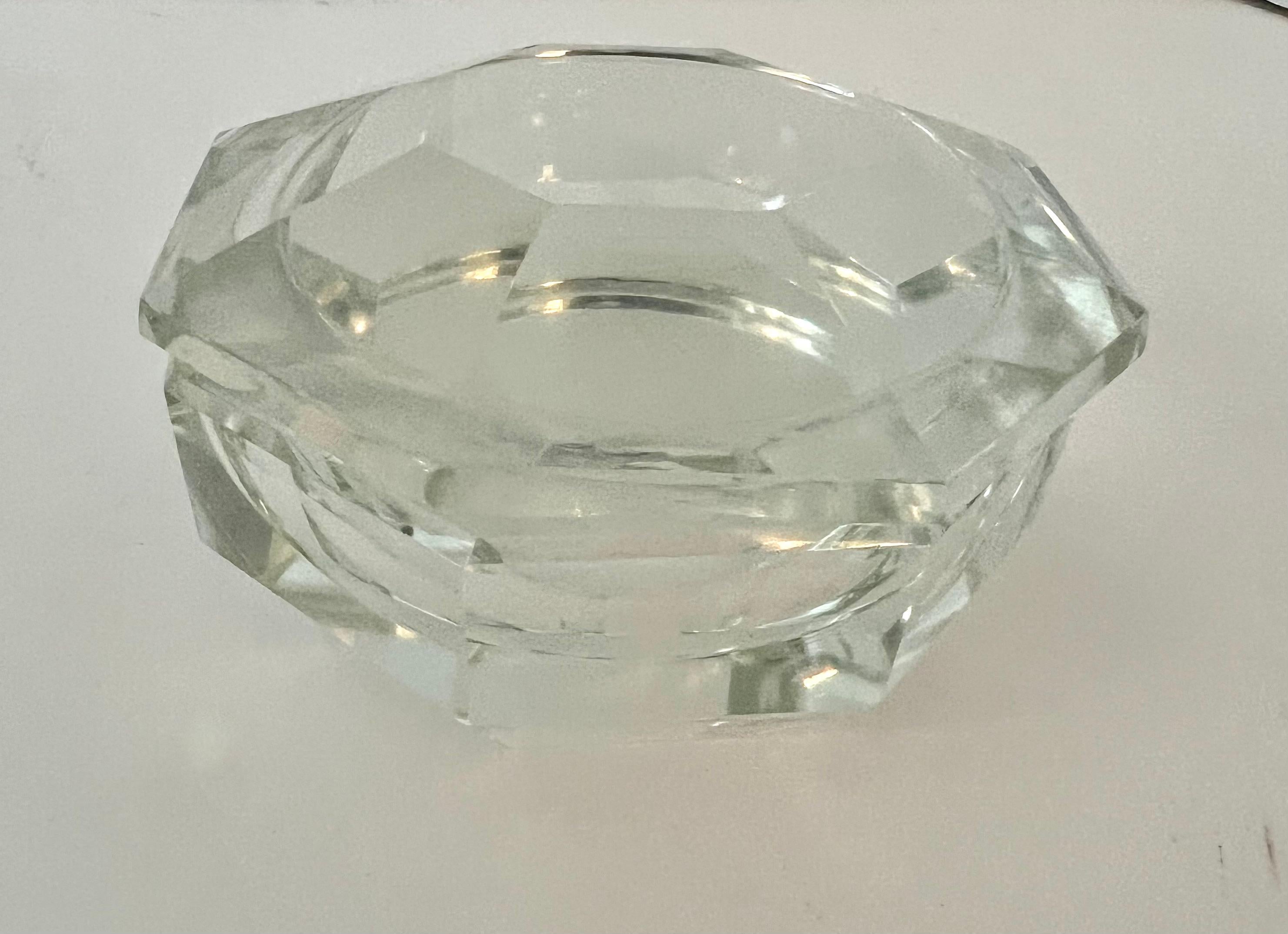 Modern Octagonal Crystal Bowl with Lid For Sale