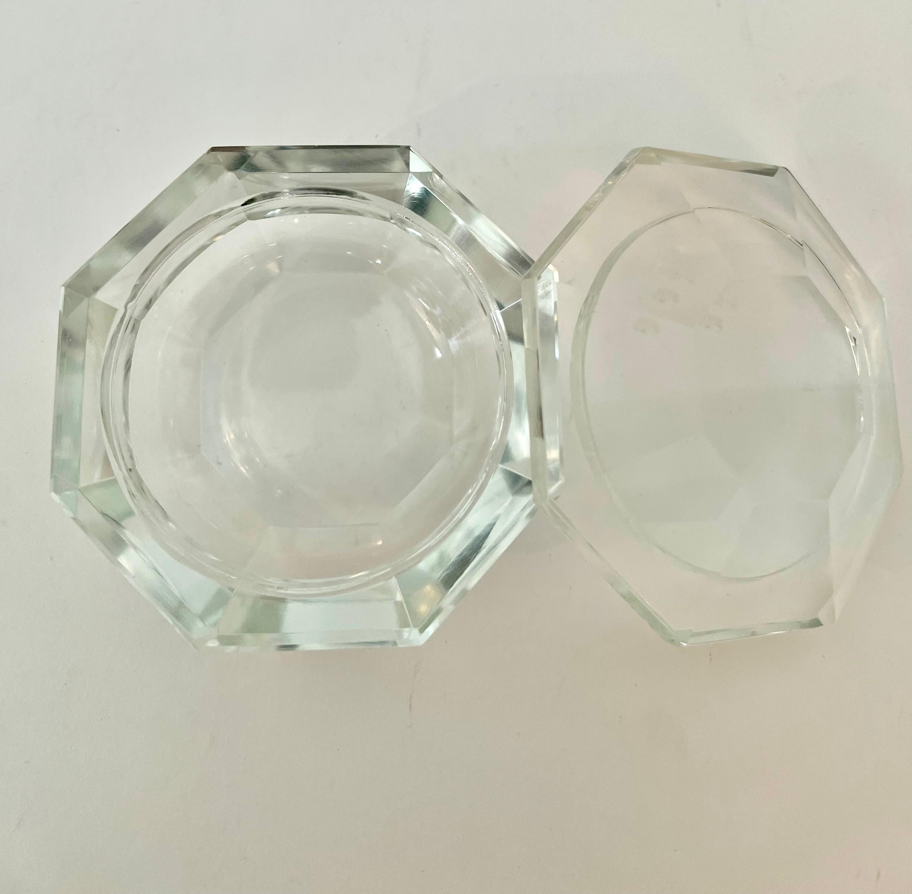 Octagonal Crystal Bowl with Lid For Sale 3