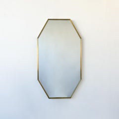 Octagonal Decorative Wall Mirror with Bronze Patina Frame