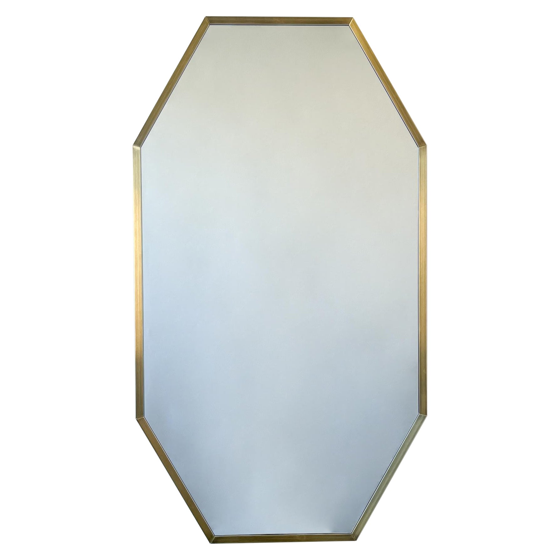Specchio da parete decorativo ottagonale con cornice patinata in bronzo