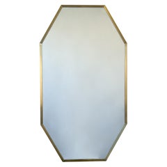 Octagonal Decorative Wall Mirror with Bronze Patina Frame