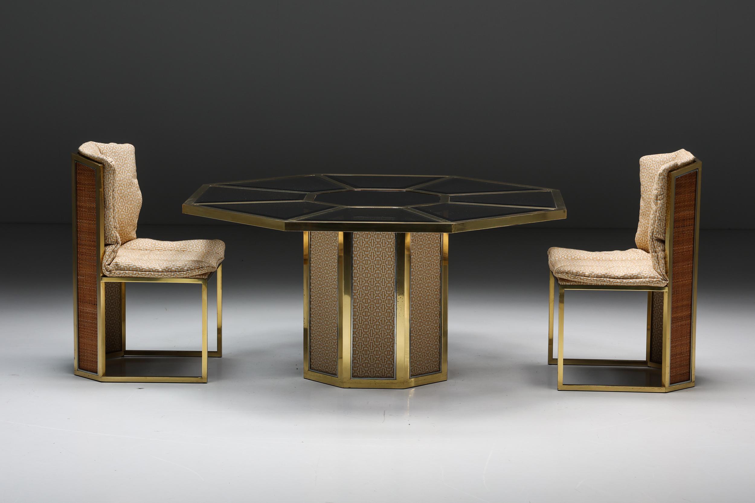 Brass Octagonal Dining Table by Romeo Rega, Italy, 1970s For Sale