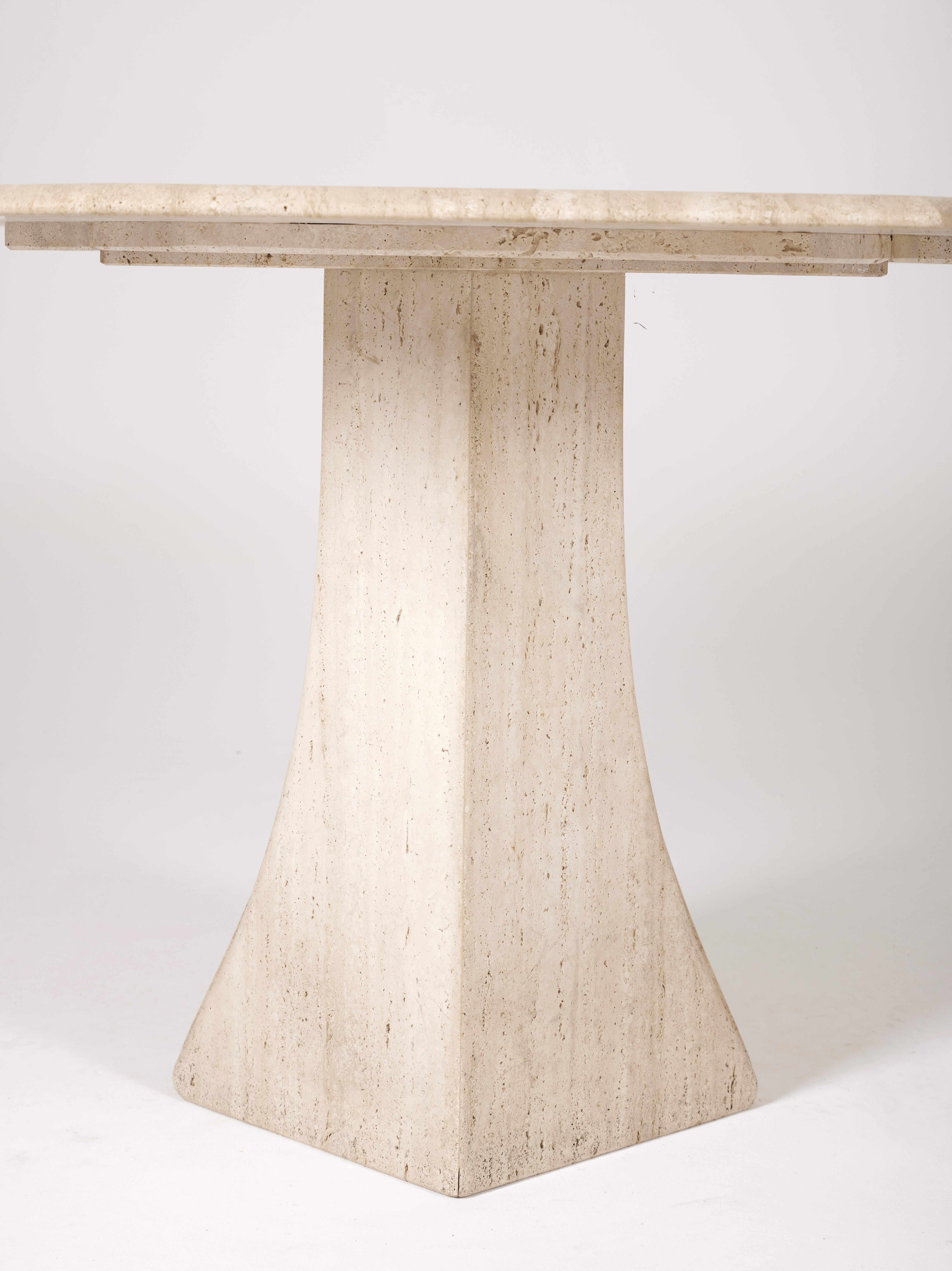 Travertine Octagonal dining table Italy 1970s 