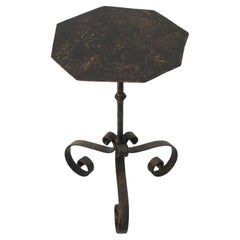 Octagonal Drinks Side Table / Martini Table in Parcel Gilt Iron, Spain 1950s