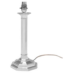 Octagonal Edwardian sterling silver table lamp - made by Elkington in 1907
