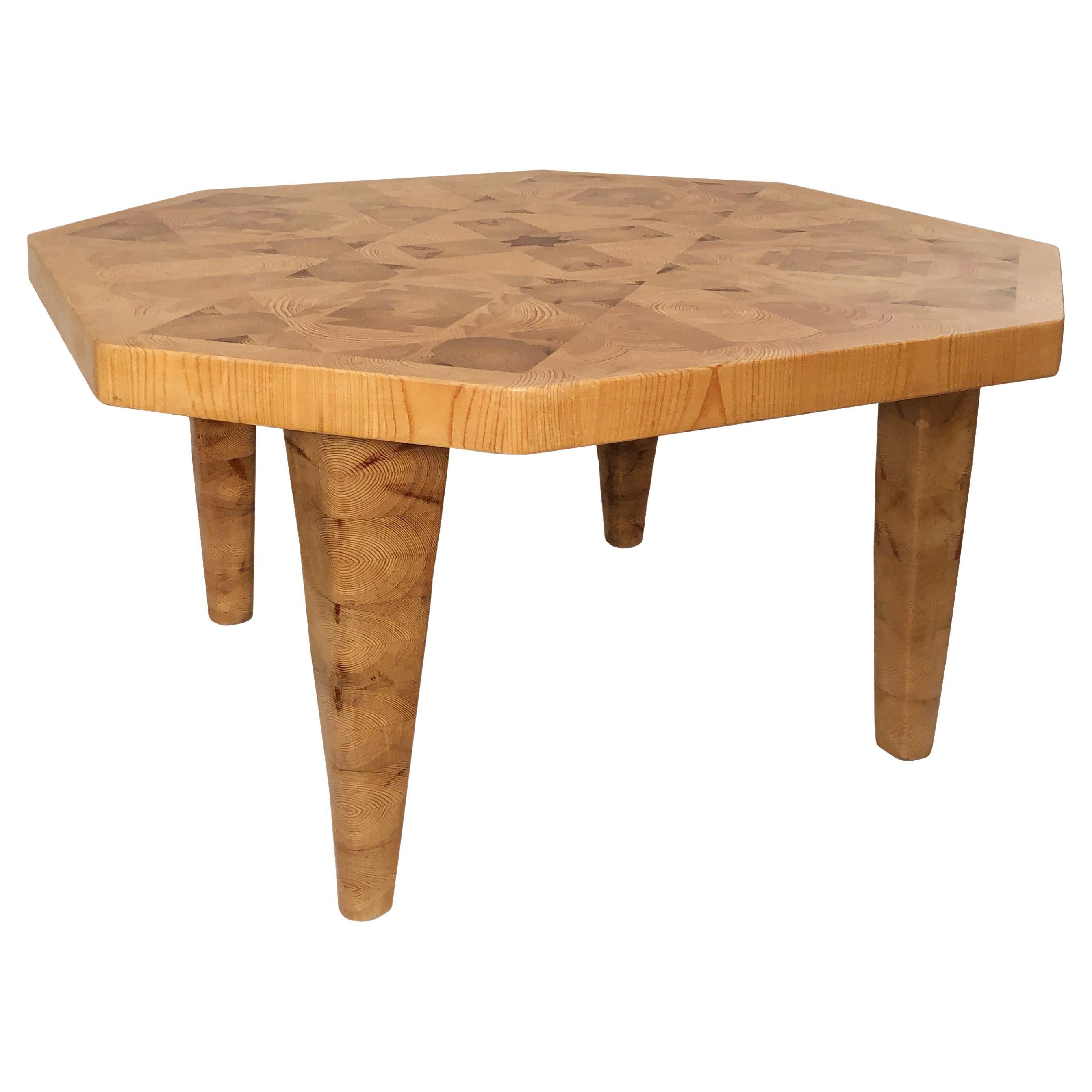 Octagonal End Grain Pine Mosaic Coffee Table by Aarre Phojolainen