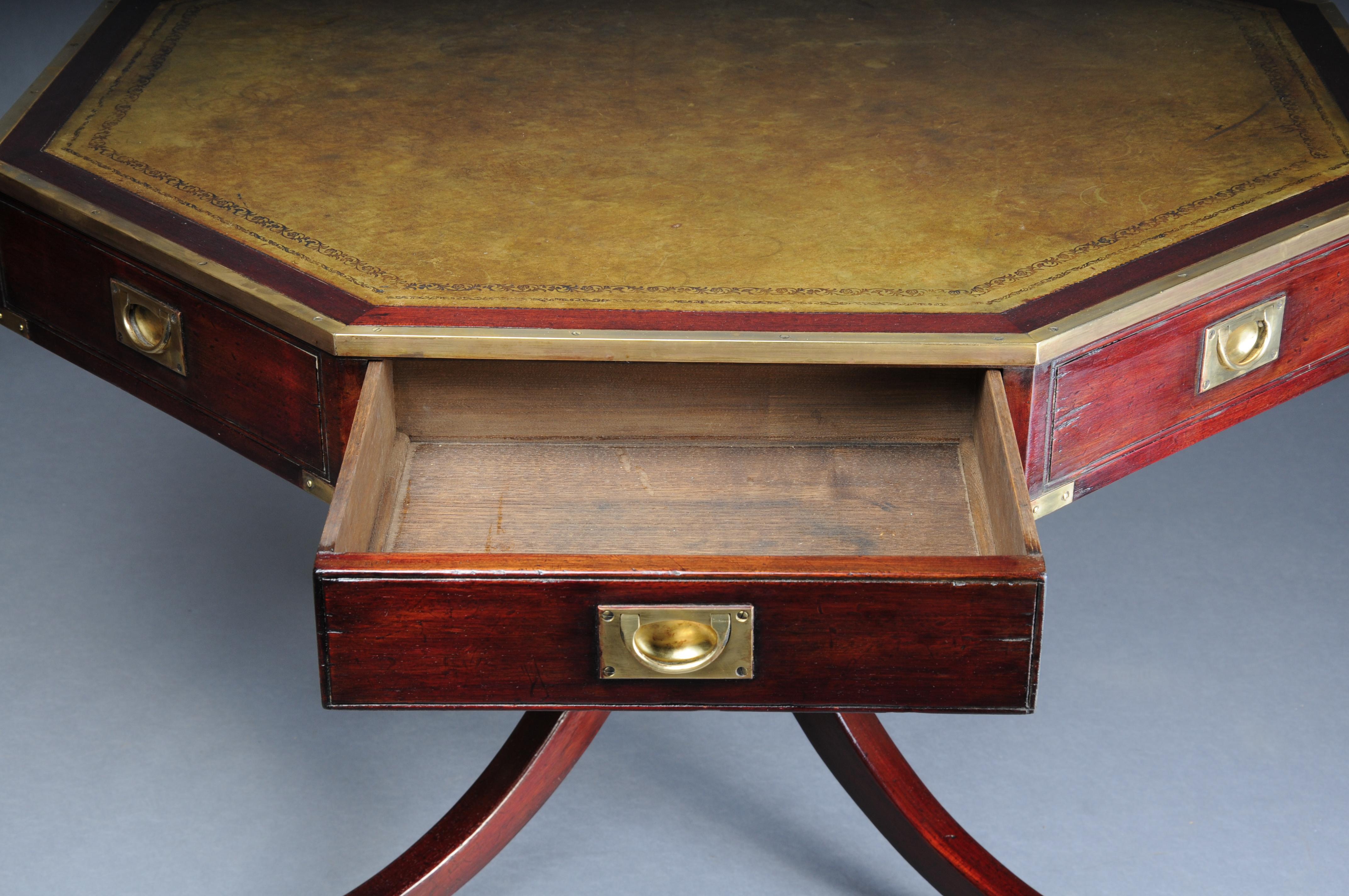 Octagonal English coffee table Chesterfield table, circa 1900 For Sale 8