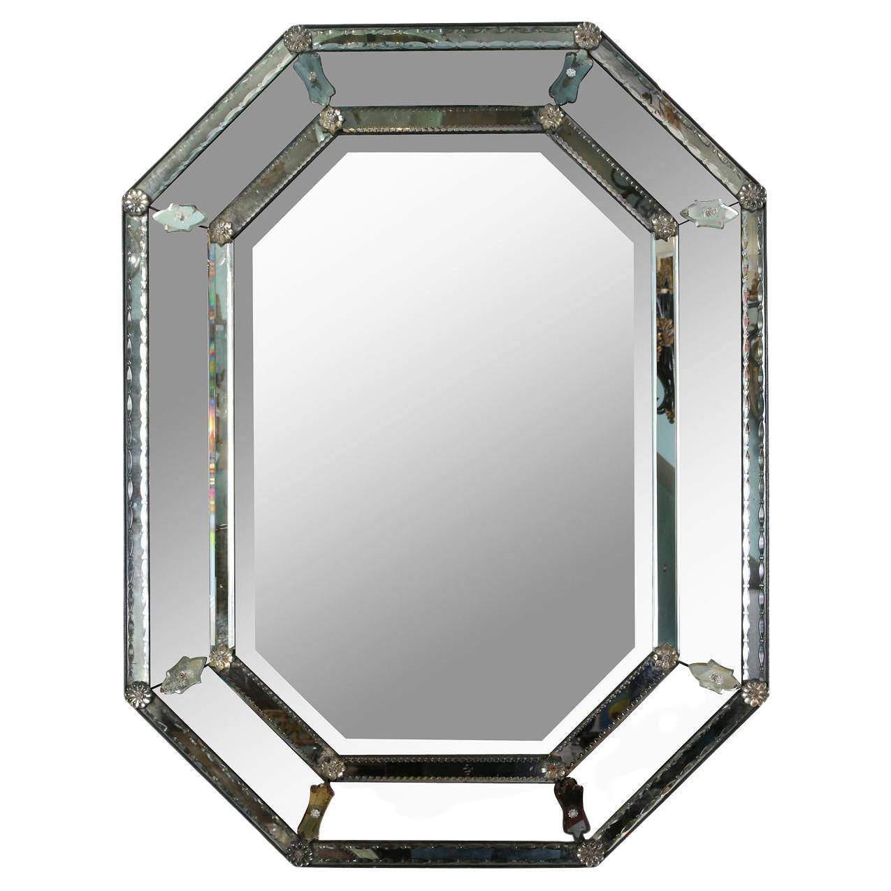Octagonal Faceted Venetian Mirror For Sale