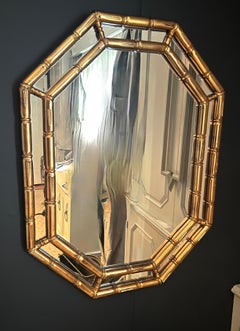 Octagonal Faux Bamboo Gilt Wall Mirror