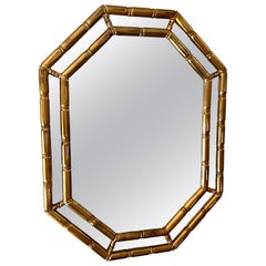 Octagonal Faux Bamboo Gilt Wall Mirror