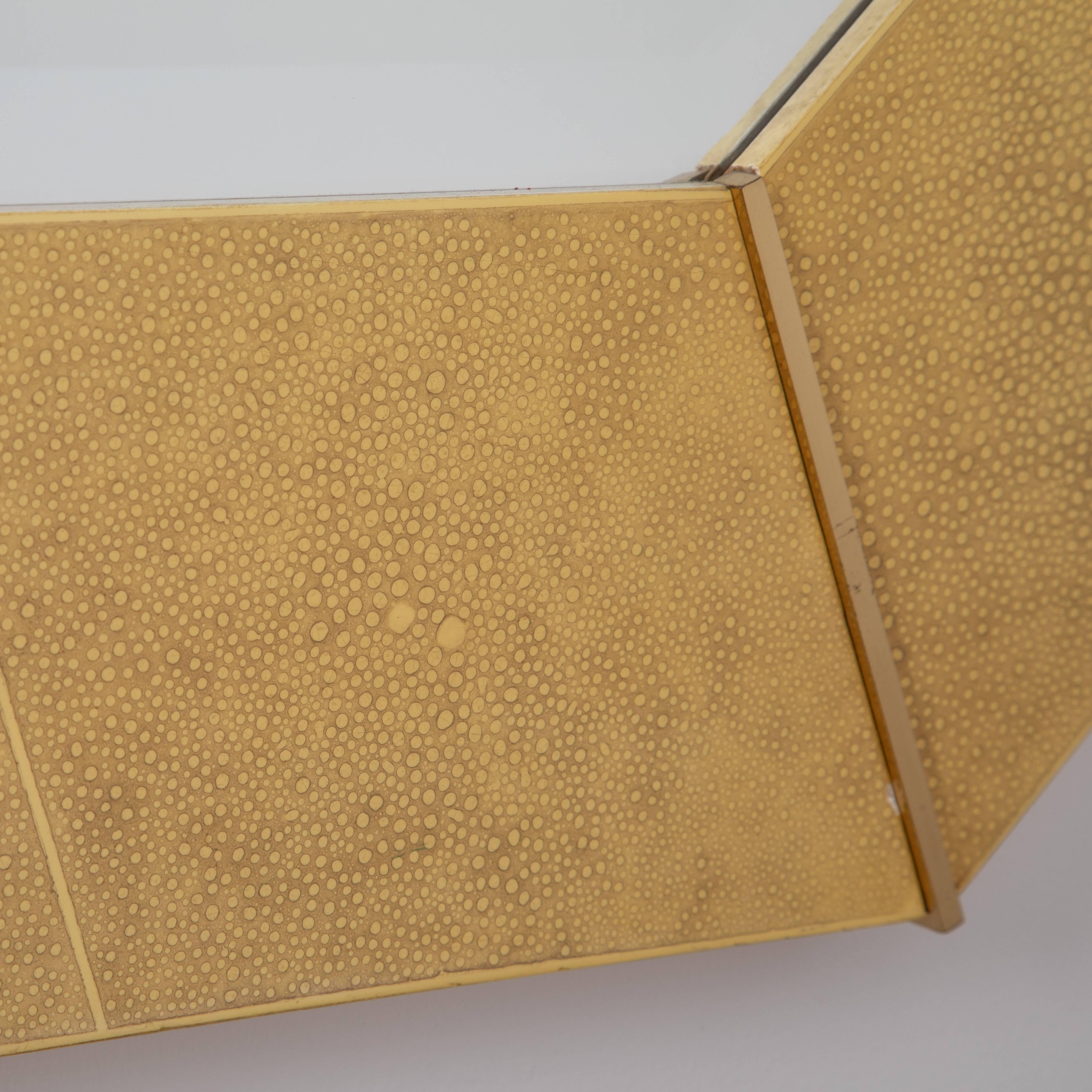 Octagonal Faux-Shagreen and Brass Mirror by Karl Springer, Circa 1970s For Sale 4