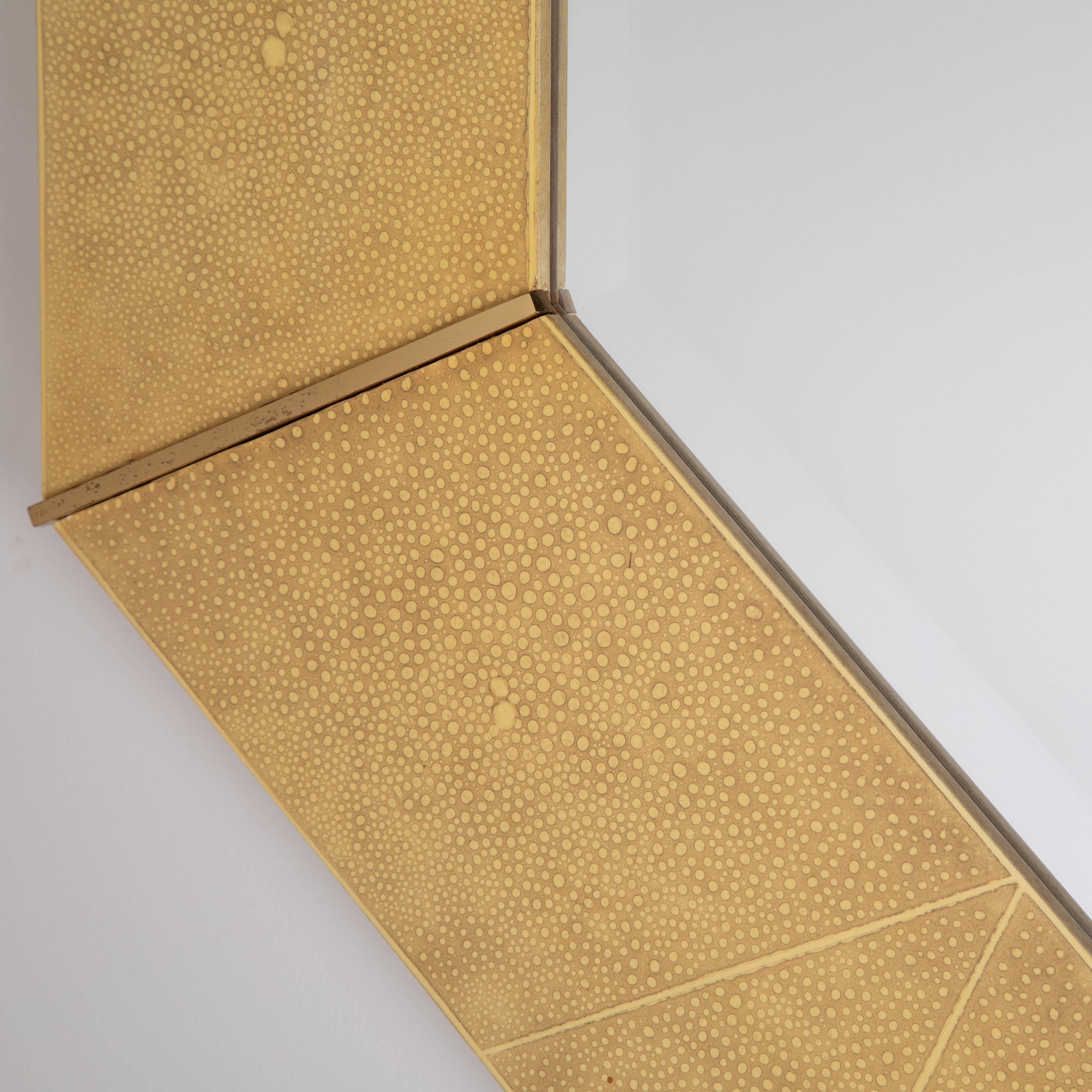 Octagonal Faux-Shagreen and Brass Mirror by Karl Springer, Circa 1970s For Sale 6