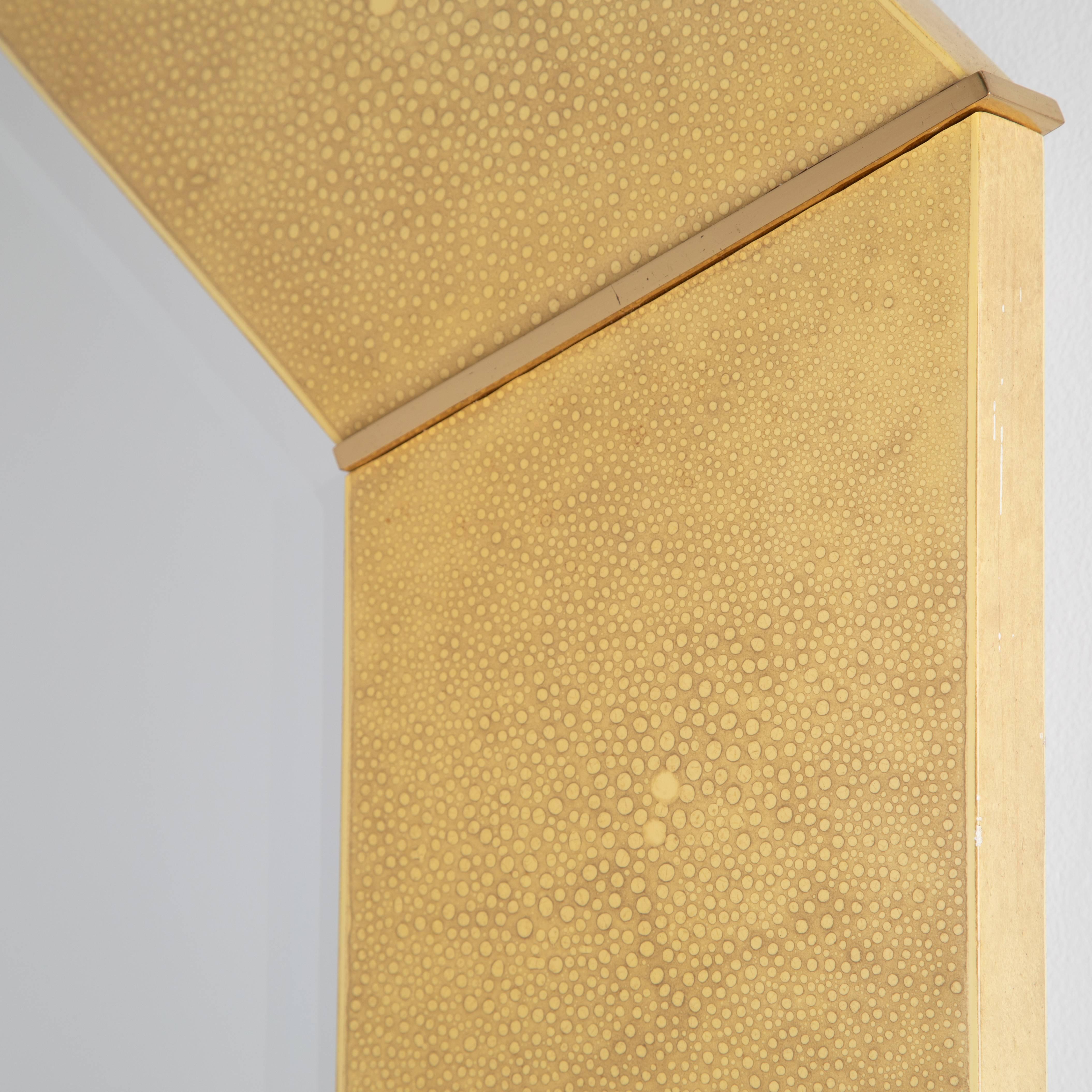 Octagonal Faux-Shagreen and Brass Mirror by Karl Springer, Circa 1970s In Good Condition For Sale In Brooklyn, NY