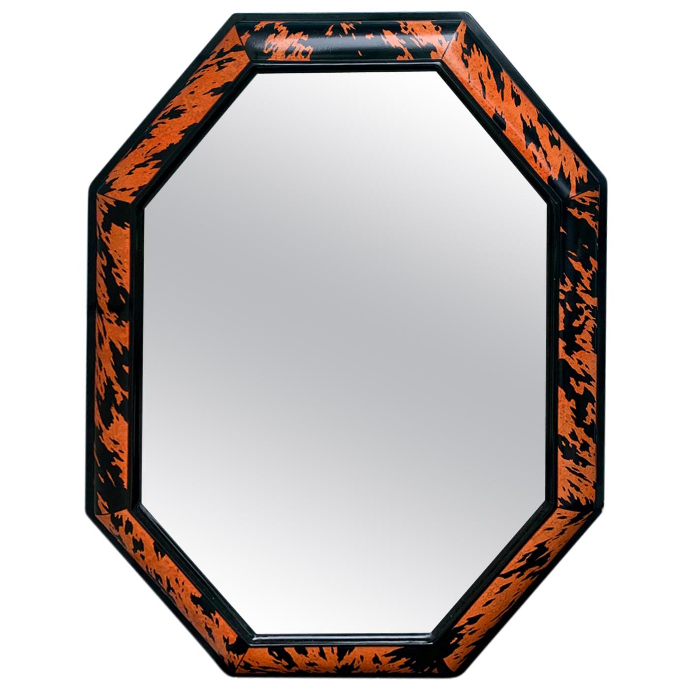 Octagonal Faux Tortoise Shell Mirror, circa 1970s