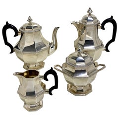 Octagonal French 950 Silver 4 Piece Tea & Coffee Set, Paris, Circa 1900