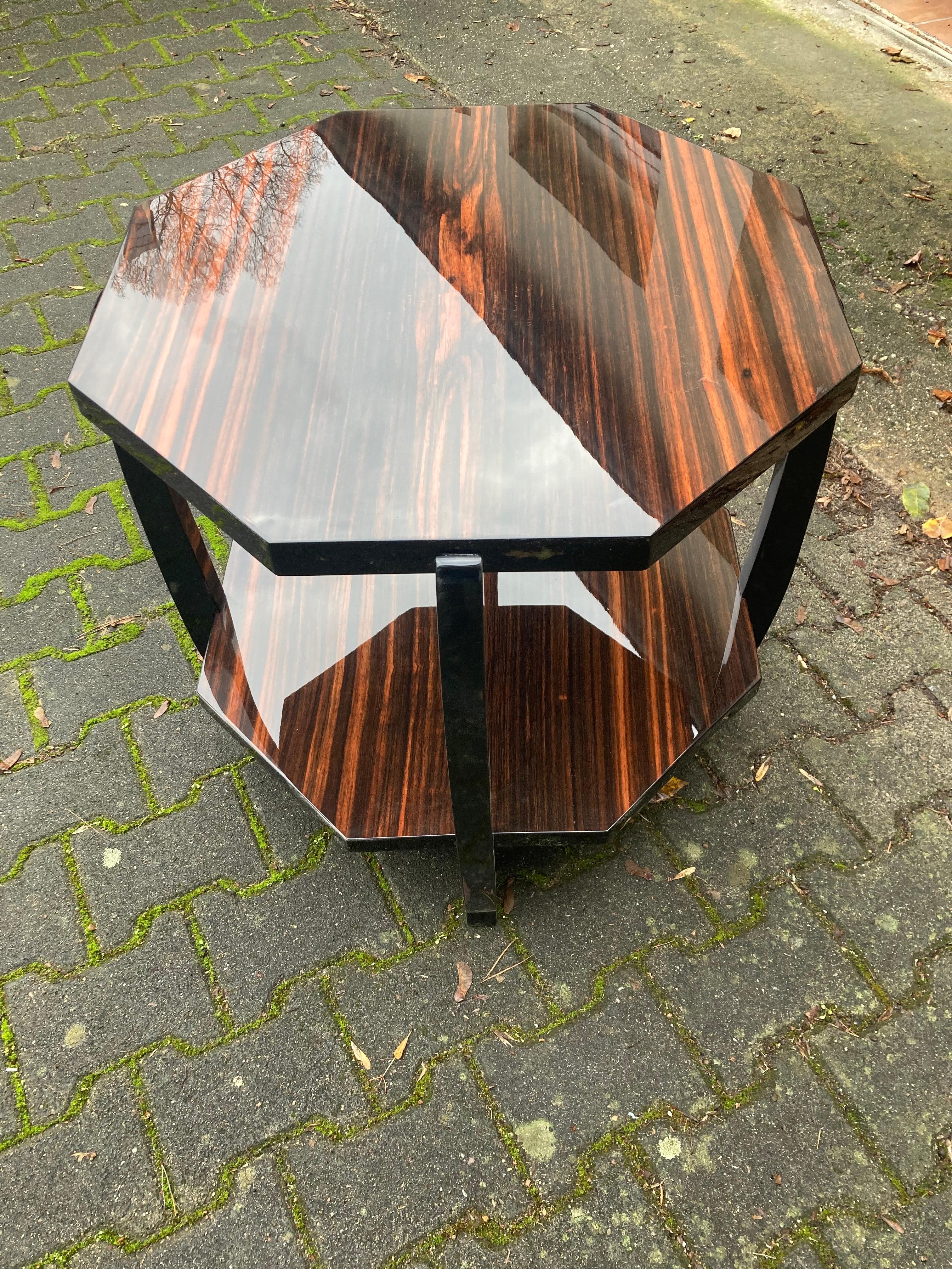 Ebonized Octagonal French Art Déco side table. 1920s.  For Sale