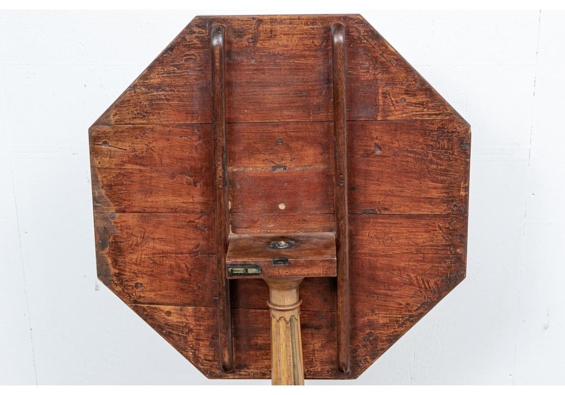 Octagonal Fruitwood and Marble Tilt Top Tea Table, 1820-1830 2