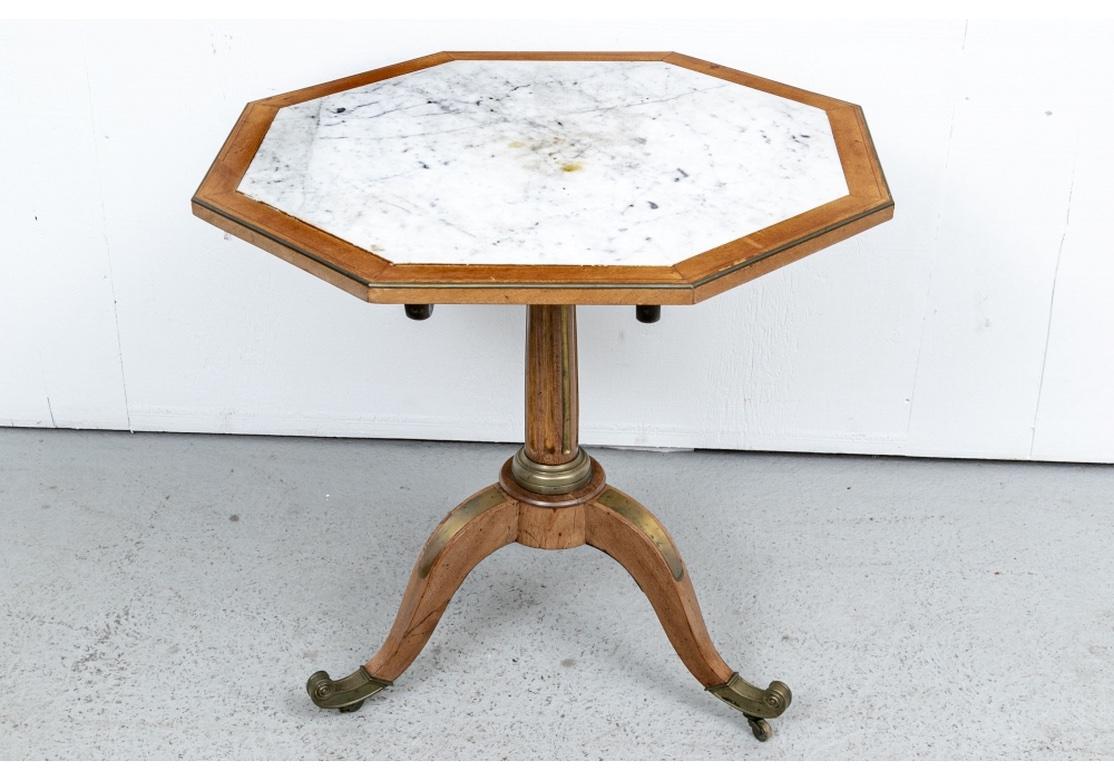 Octagonal Fruitwood and Marble Tilt Top Tea Table, 1820-1830 4
