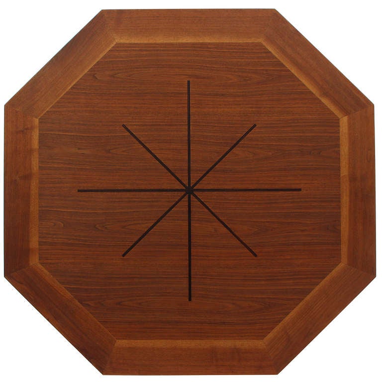 Octagonal Gaming Table by Edward Wormley In Good Condition For Sale In Sagaponack, NY