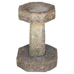 Antique Octagonal Garden Bird Bath of Carved Purbeck Stone from England