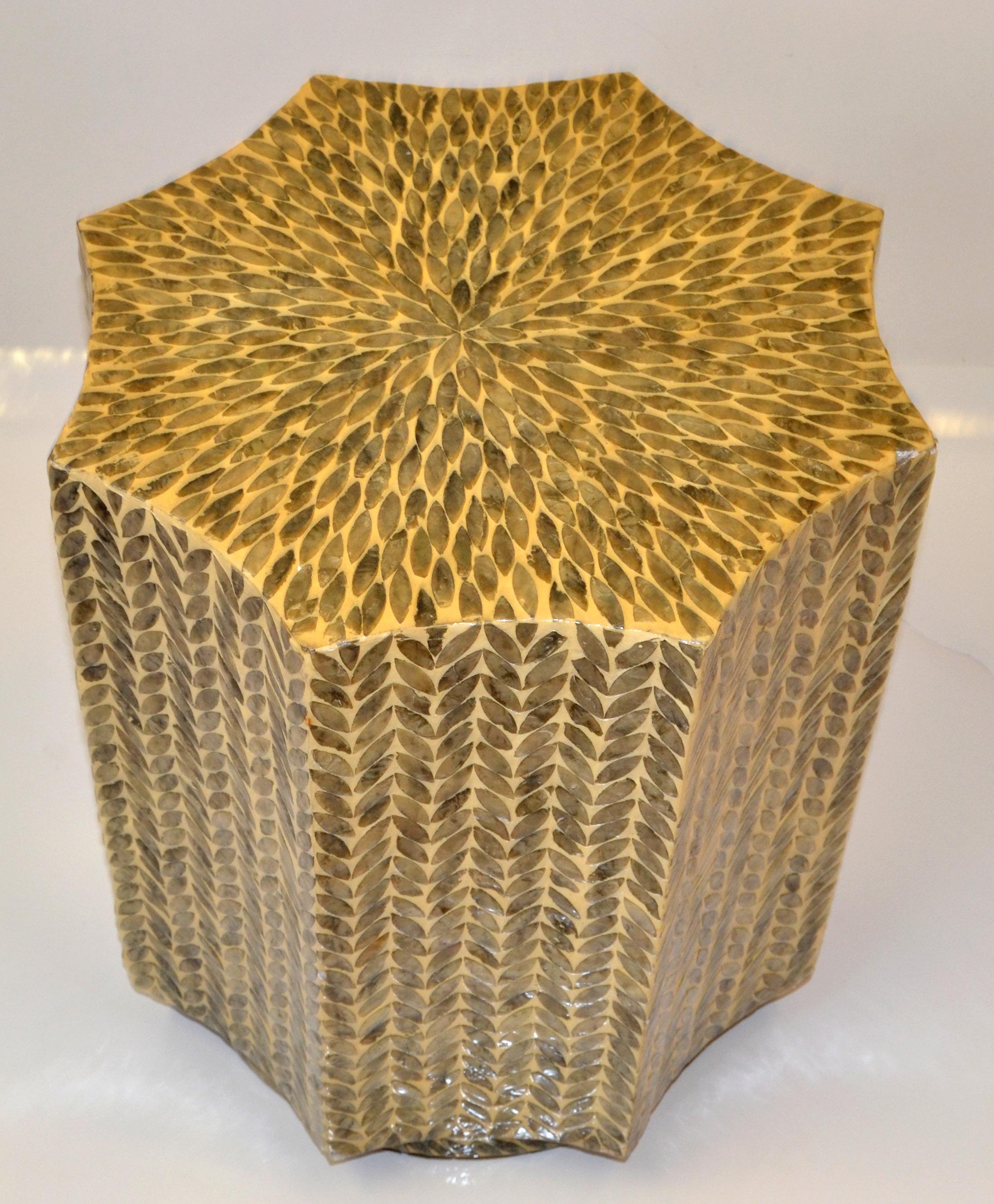Geometric Table Octagonal Octagonal Geometric Mother of Pearl Inlay Side End Drink Table Art Deco ...