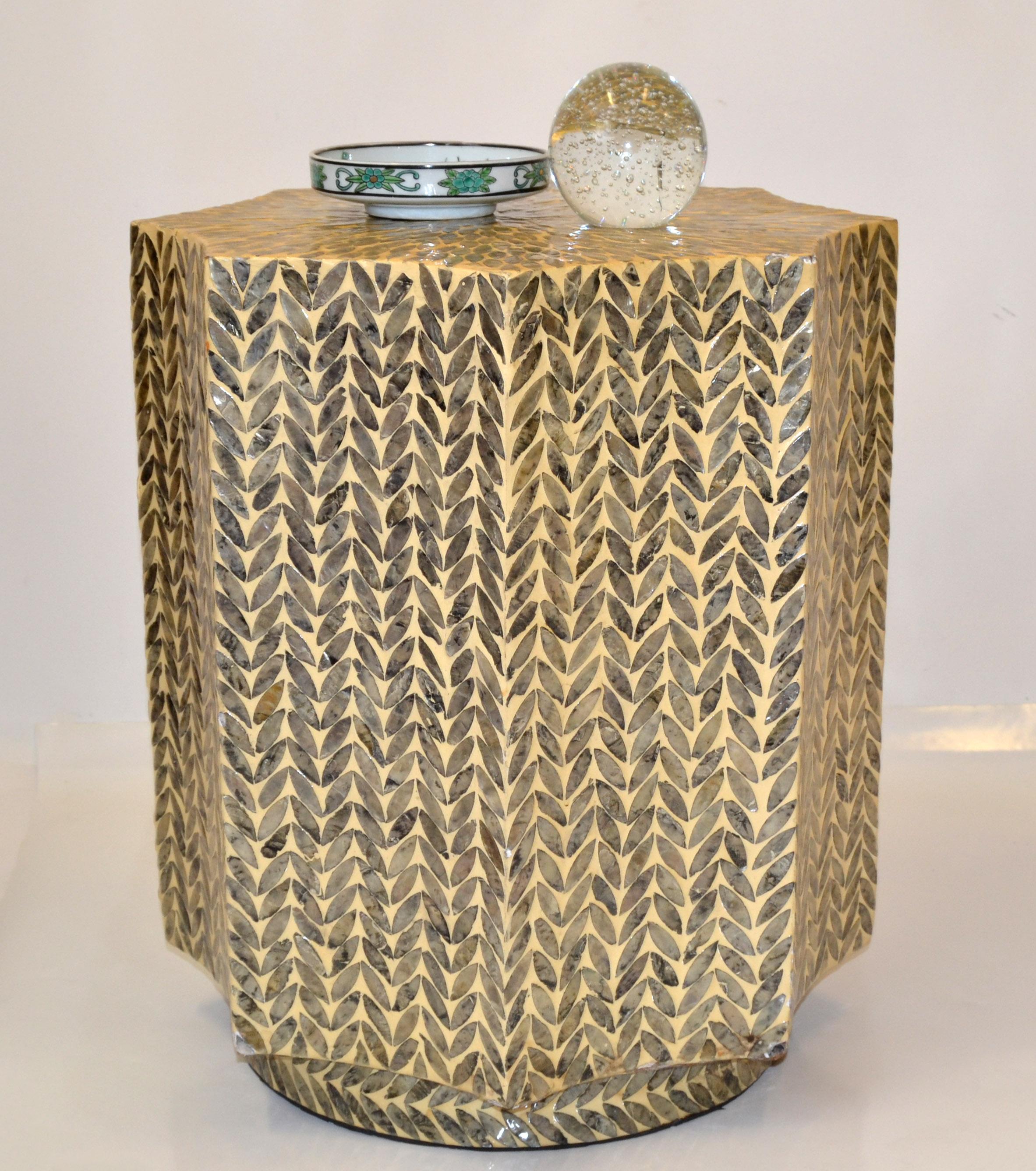 Geometric Table Octagonal Octagonal Geometric Mother of Pearl Inlay Side End Drink Table Art Deco ...